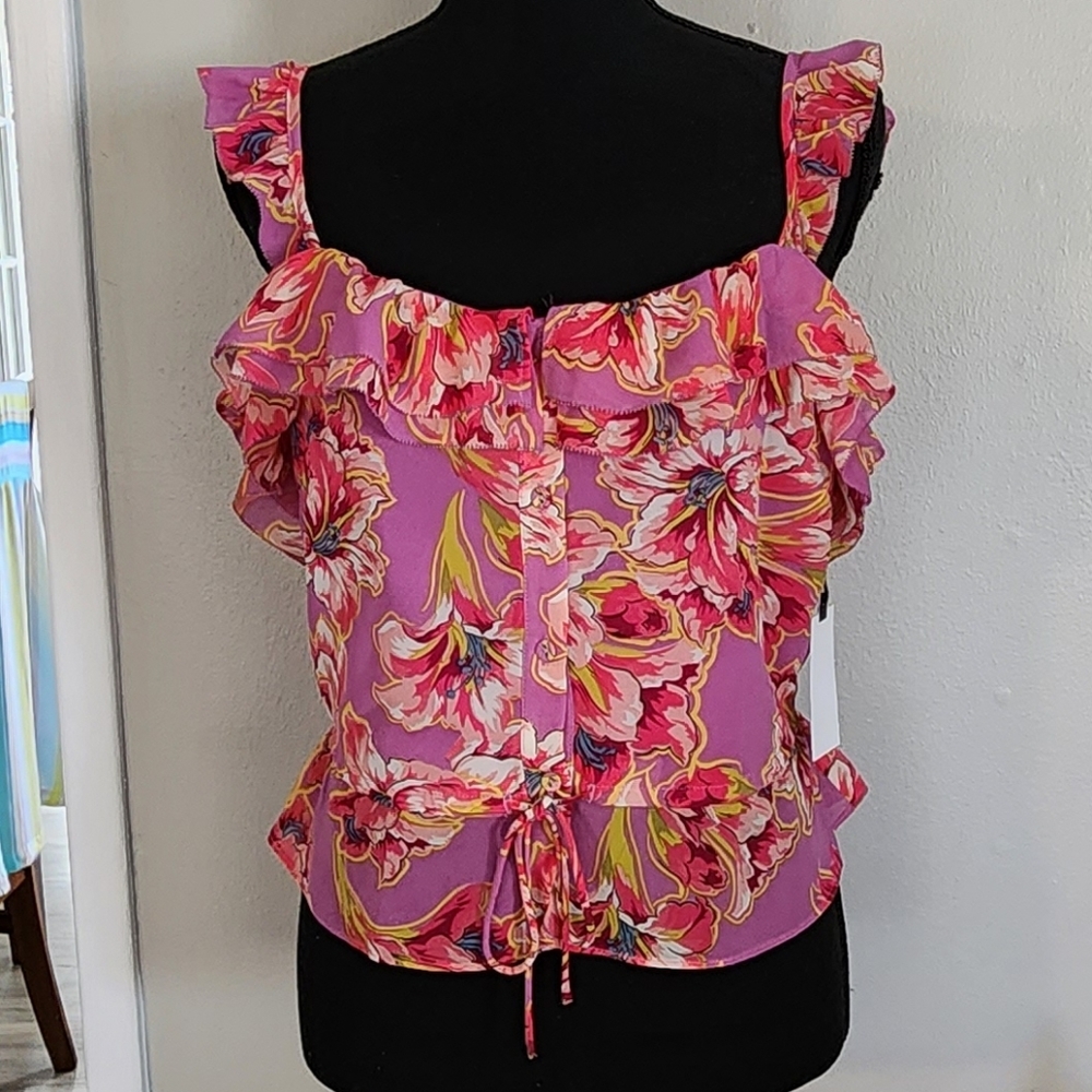 Astr Pink Floral Crop Top